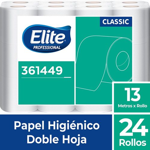Papel Higiénico Rollo Classic Doble Hoja 24 Un 13 M Elite Professional