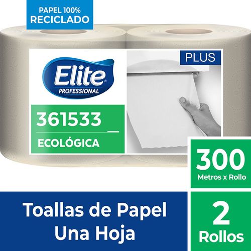 Toalla Rollo Plus Una Hoja 2 Un 300 M Ecologica Elite Professional