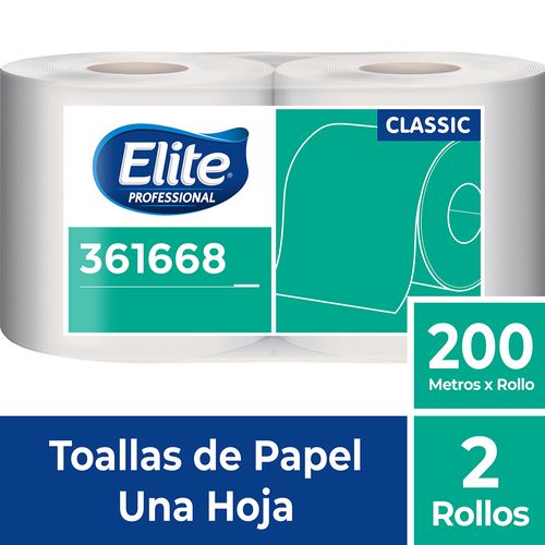Toalla Rollo Classic Blanco Una Hoja 2 Un 200 M Elite Professional