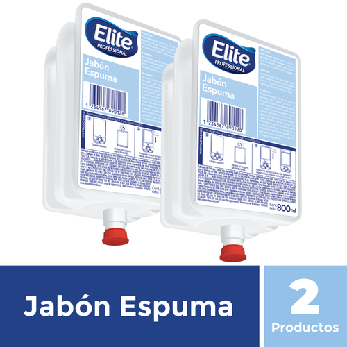 Pack 2 Paquetes de Jabón Espuma 1 Un 800 ml Elite Professional