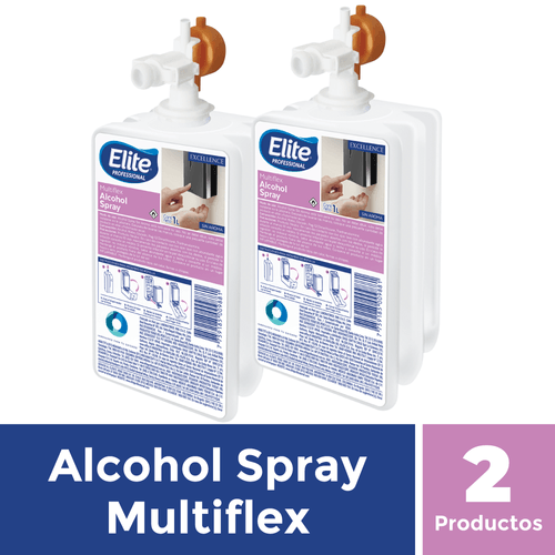 Pack 2 Paquetes de Alcohol Multiflex Spray 1 Un 1 litro Elite Professional